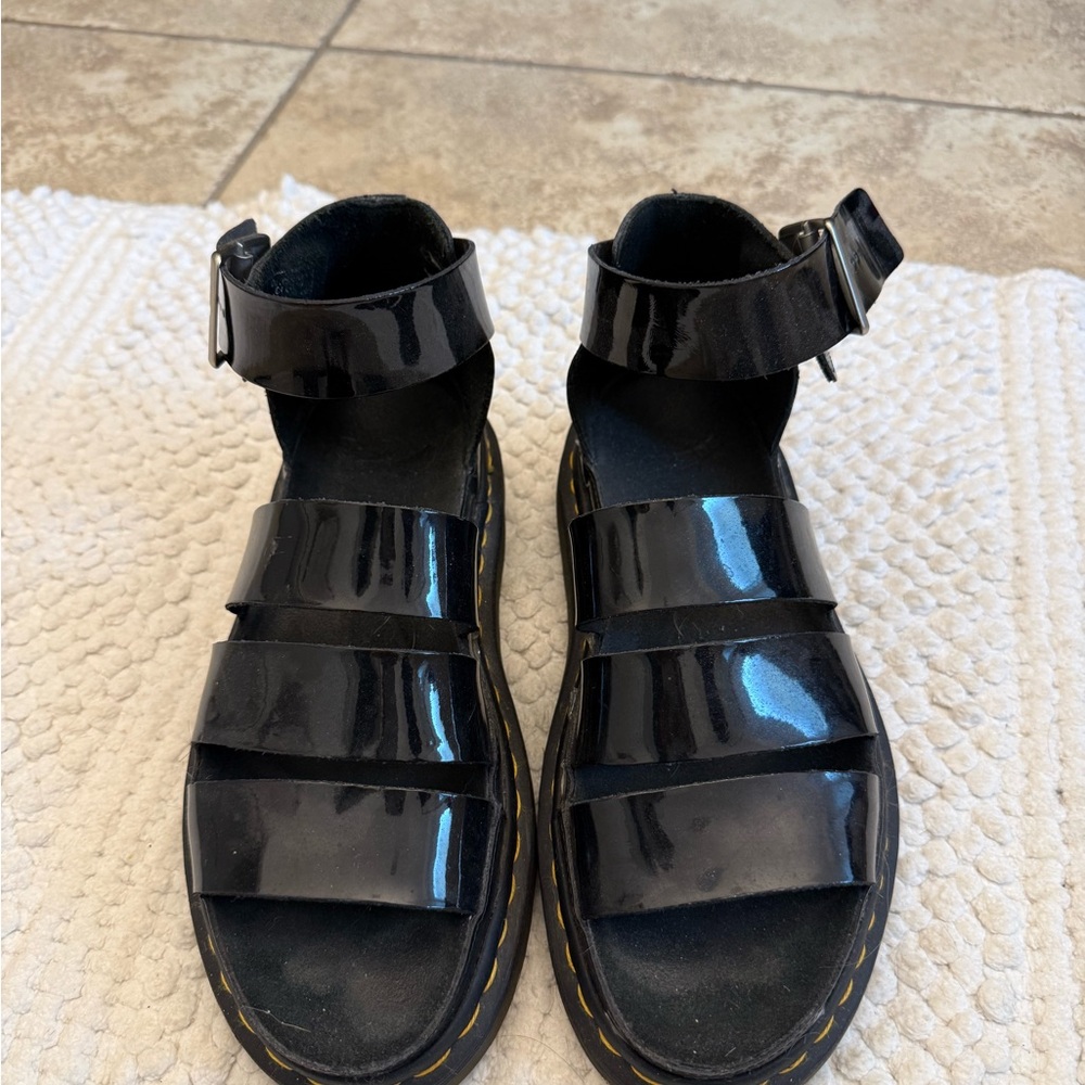 Dr. Martens Patent Leather Gladiator Platform Sandals